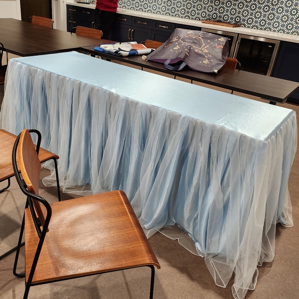 TWO 2xCustom Made blue tulle Dessert Table Skirt, Wedding, Birthday Baby Shower